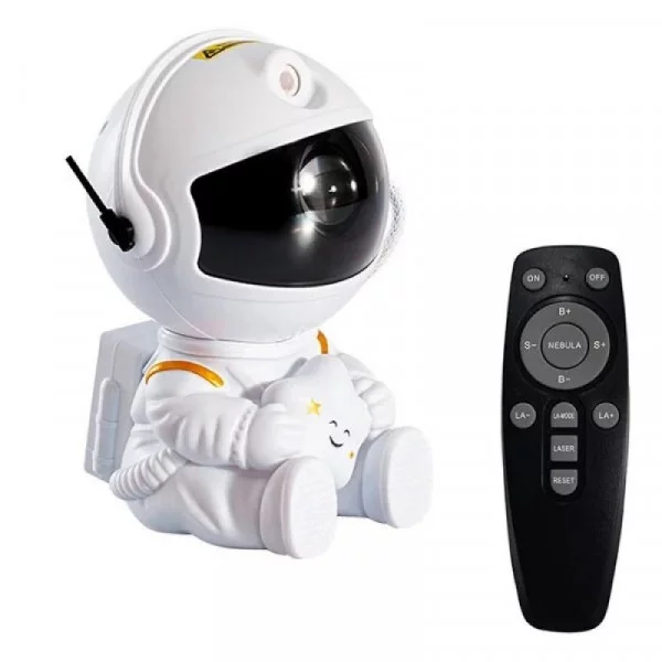 Ночник лазерный Astronaut Nebula Projector Астронавт звездного неба с пультом ДУ 12,5 см White - фото 1