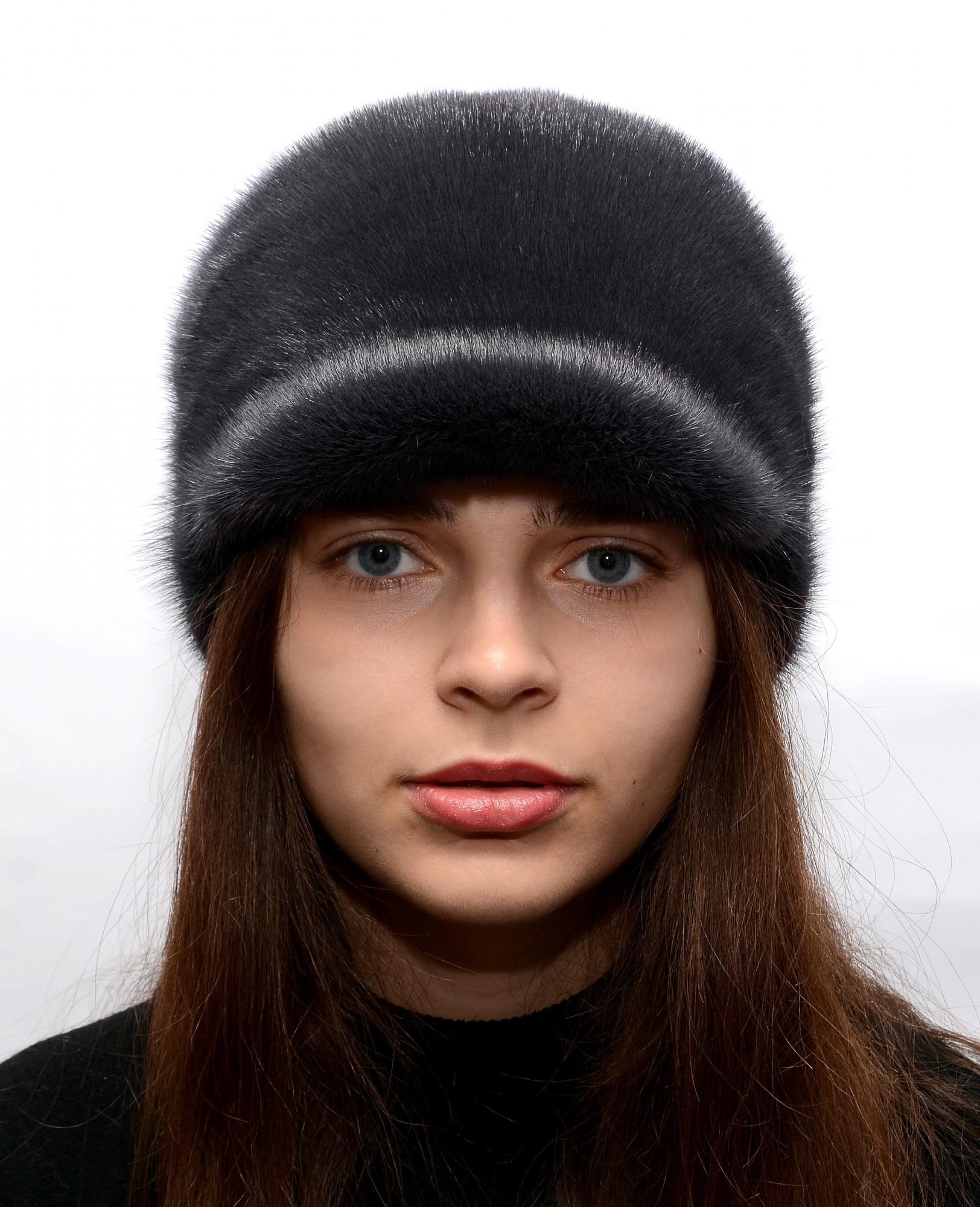 Женская жокейка Меховой стиль Солнышко из натурального меха норки XL-XXL Темный-ирис (031/В)