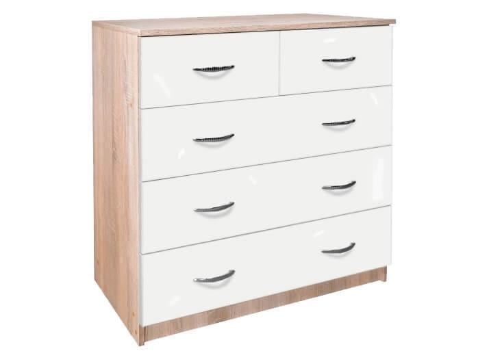 Комод МАКСИ-МЕбель Болеро 5 ящиков с крашеными МДФ фасадами Дуб сонома/Белый (5103155)