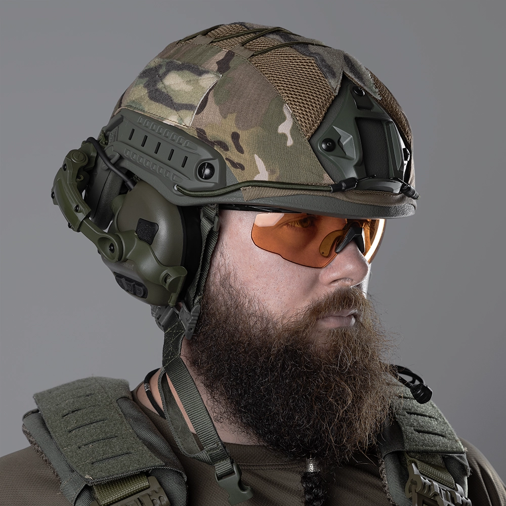 Шолом FAST SPECPROM в кавері з навушниками Earmor M32H з Чебурашками M 55-57 см Олива - фото 7