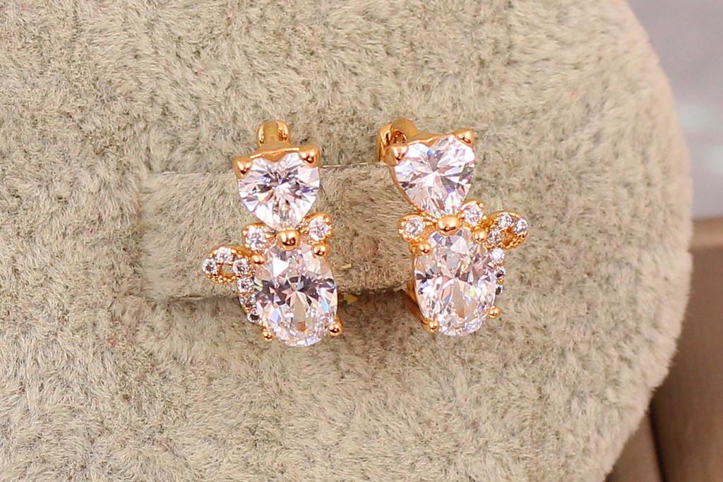 Серьги детские Xuping Jewelry Котята из крупных фианитов 1,3 см Золотистый (1752154492)