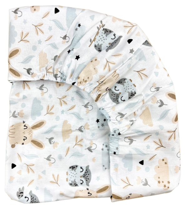 Простирадло у стандартне ліжечко №9 Сови та зайчики 120x60 см (142476)