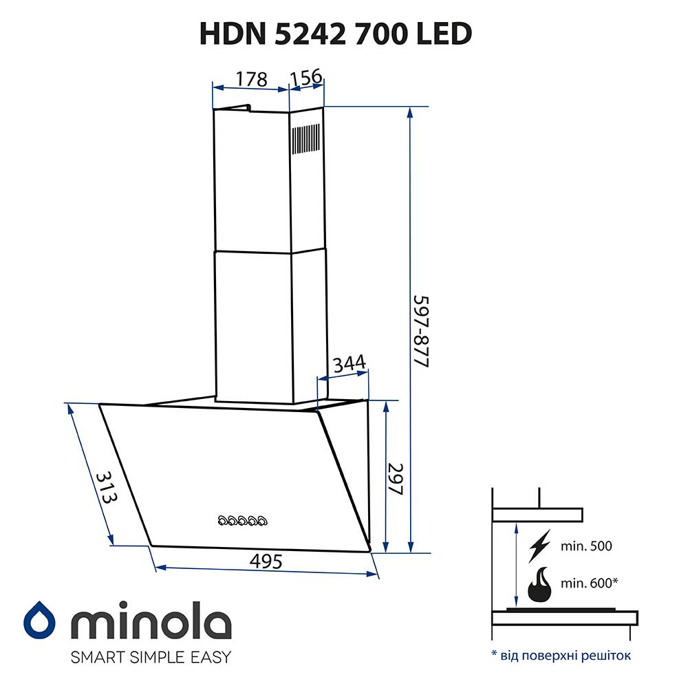 Витяжка декоративна Minola HDN 5242 WH 700 LED - фото 12