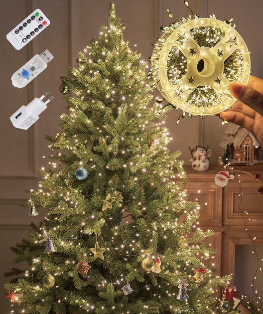 Гірлянда Гілочка з крапель роси 20 м з пультом 600 LED USB/220V 8 режимів Теплий білий (30584142) - фото 2 Гірлянда Гілочка з крапель роси 20 м з пультом 600 LED USB/220V 8 режимів Теплий білий (30584142) - фото 2