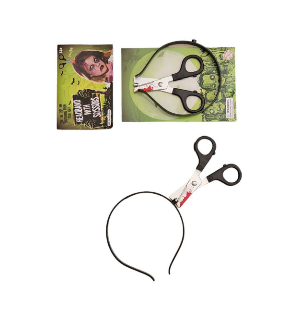Обруч Ножницы в голове прикол на Хэллоуин 10,5х8 см (5-48953)