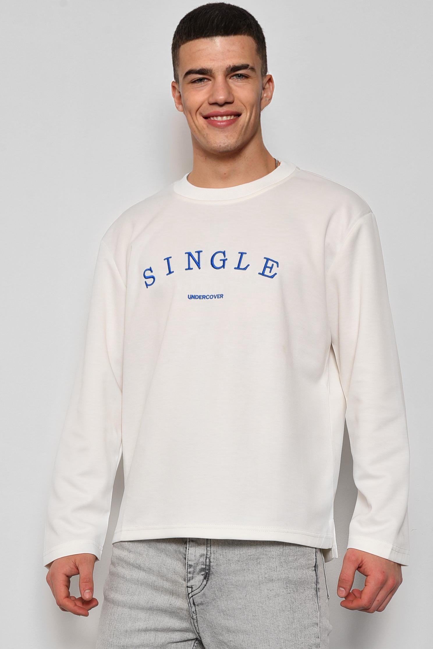 Свитшот мужской M с надписью Белый (174684) - фото 2 Свитшот мужской M с надписью Белый (174684) - фото 2