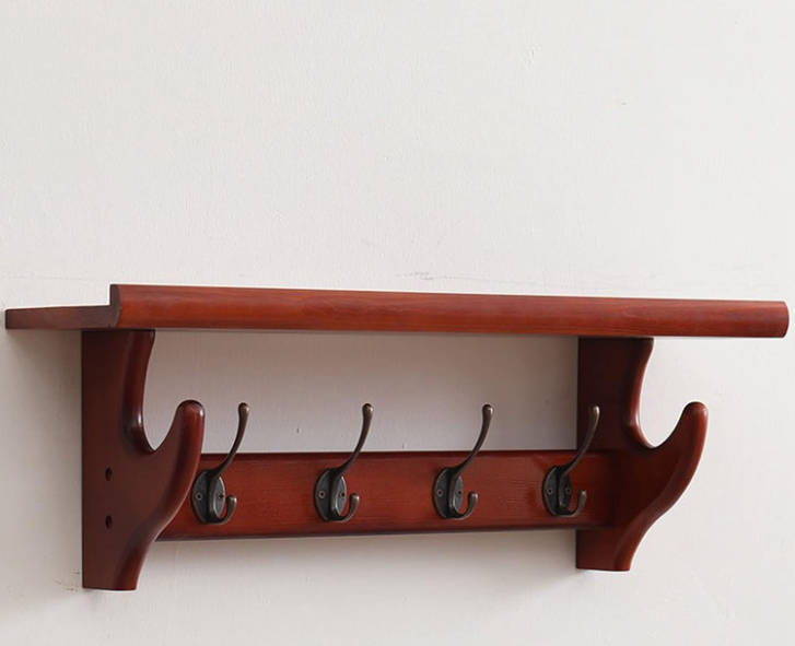 Полка настенная с 4 крючками 55х25х15 см (22918362)