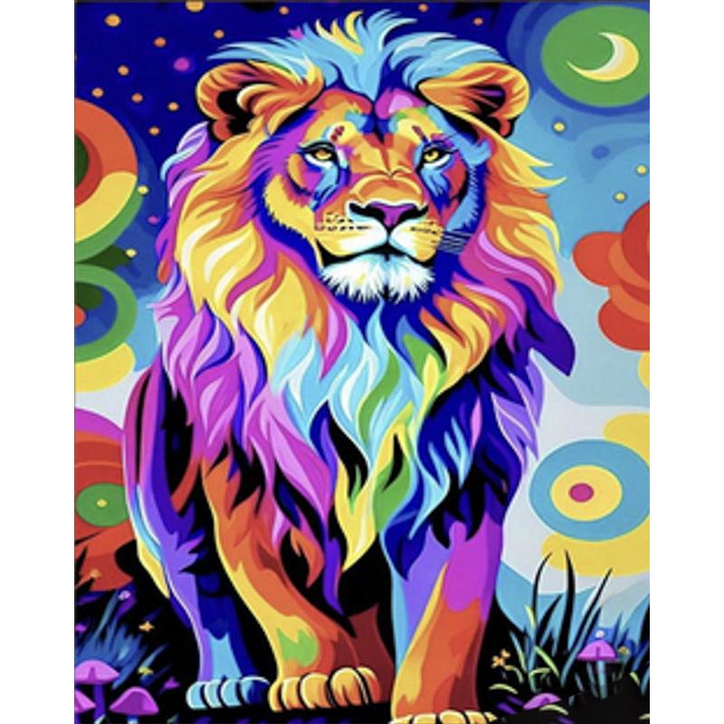Алмазная мозаика на подрамнике Strateg Премиум Поп-арт лев 30x40 см (Str-HEG86058)