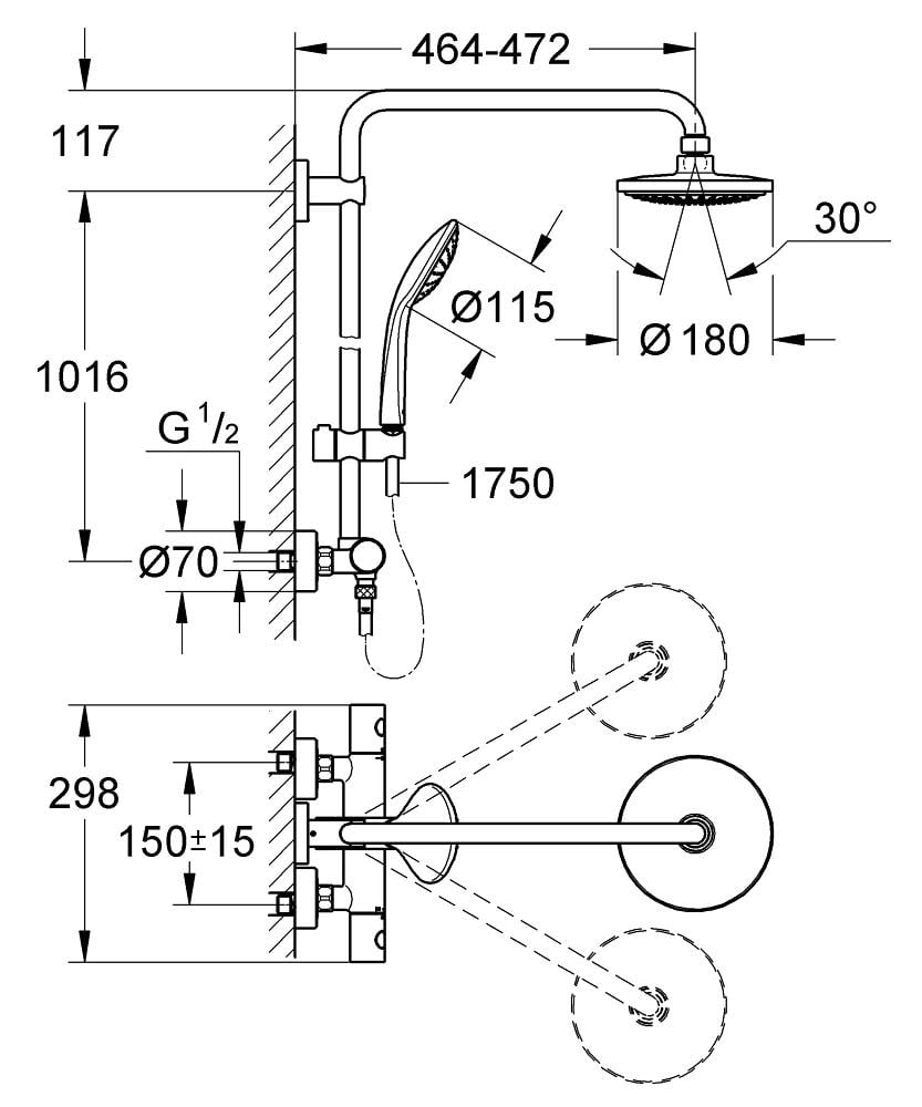 Система душова з термостатом Grohe Euphoria System 180 (27296001) - фото 4