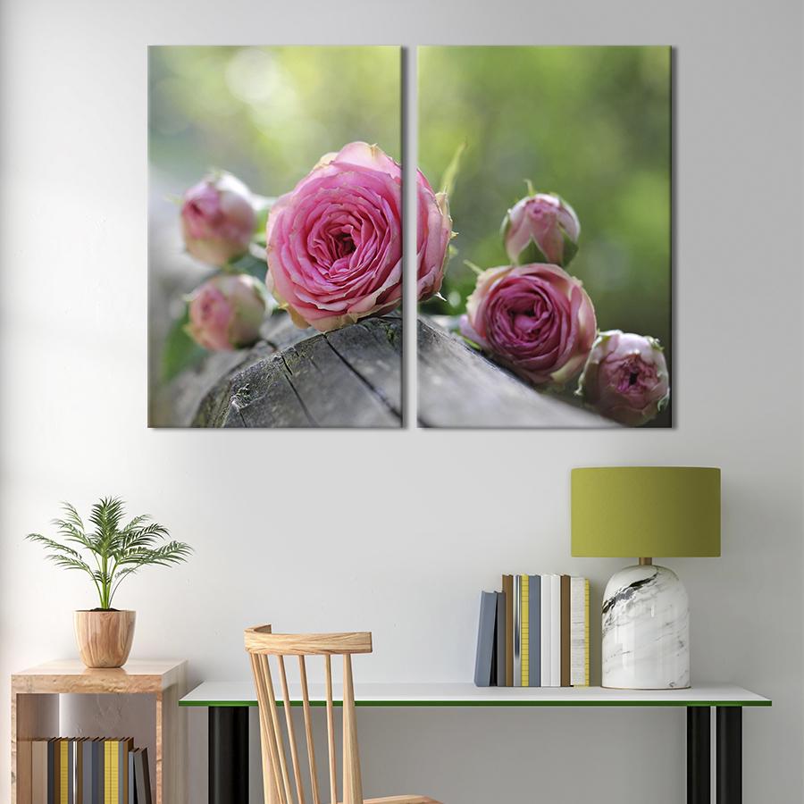 Картина на холсте Чайные розовые розы 165x122 см (987-2)