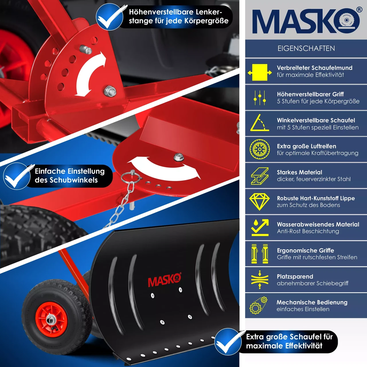 Лопата для снега KESSER 75x46x150 см 1,5 мм - фото 2 Лопата для снега KESSER 75x46x150 см 1,5 мм - фото 2