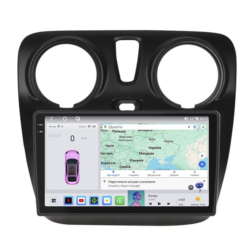 Автомагнитола Lesko для Dacia Sandero II Рестайлинг ver 2 2016-2020 4/64 QLED CarPlay 4G Wi-Fi GPS 360 Prime 9" (31457543)