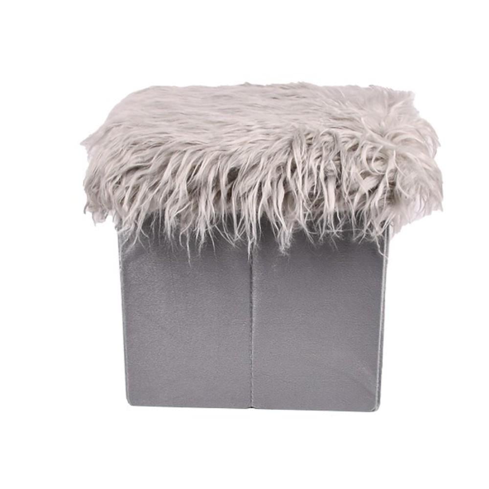 Пуф складной Stenson Mossy серый R33447 мягкий короб с снимаемой крышкой 35x35x33 см (627663)