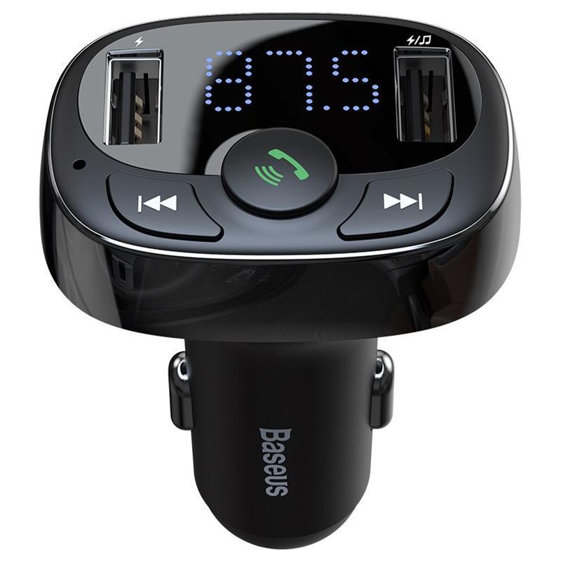 Модулятор Baseus CCTM-01 T-Typed Bluetooth MP3 Charger Car Holder Black - фото 5