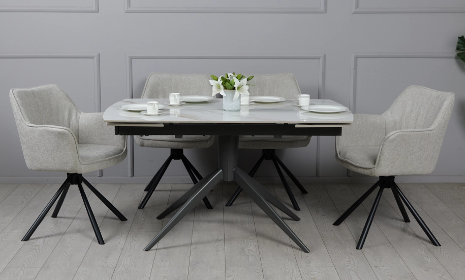 Стол Вираж черные ножки 1400/2000x900x750 мм Молочный глянец (2147486769) - фото 9