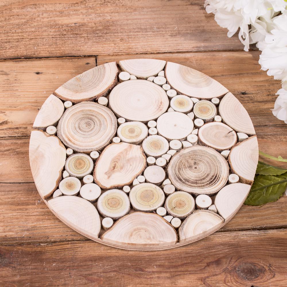 Подставка из срезов дерева круглая 18,5 см. (3935)