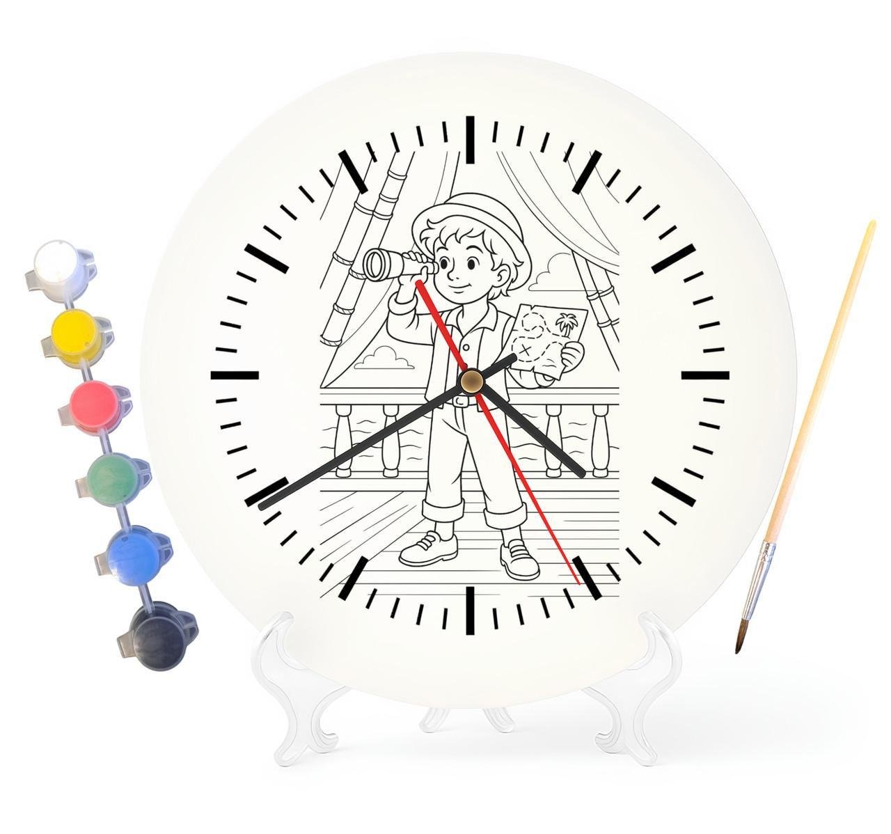 Детский набор для творчества часы-раскраска по мотивам Остров сокровищ Роберт Льюис Стивенсон 30 см (Г0028)