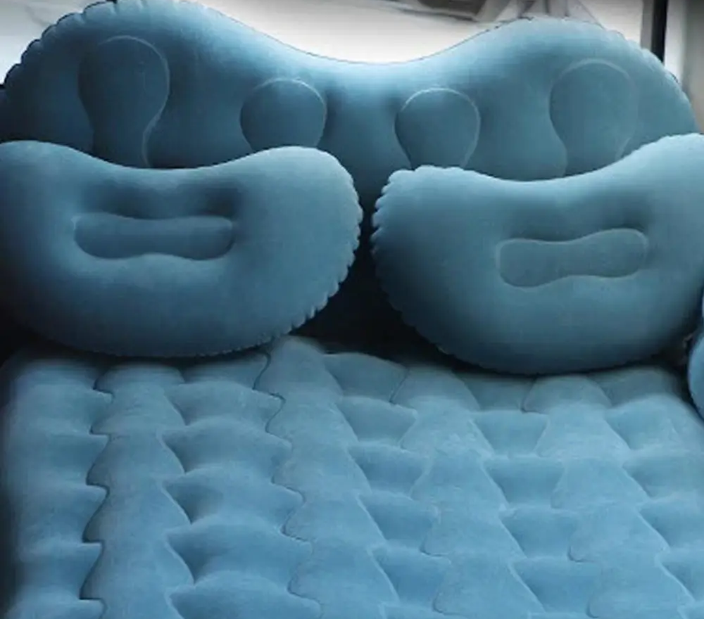 Надувная кровать-матрас SY10124 с подушками и подголовником на заднее сиденье 135x82x45 см Turquoise - фото 3