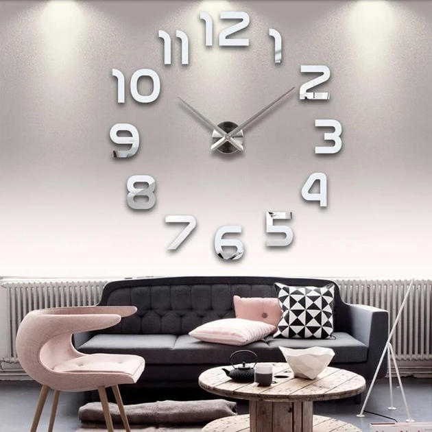Часы 3D настенные ZH002 120 см Серый (11926962)