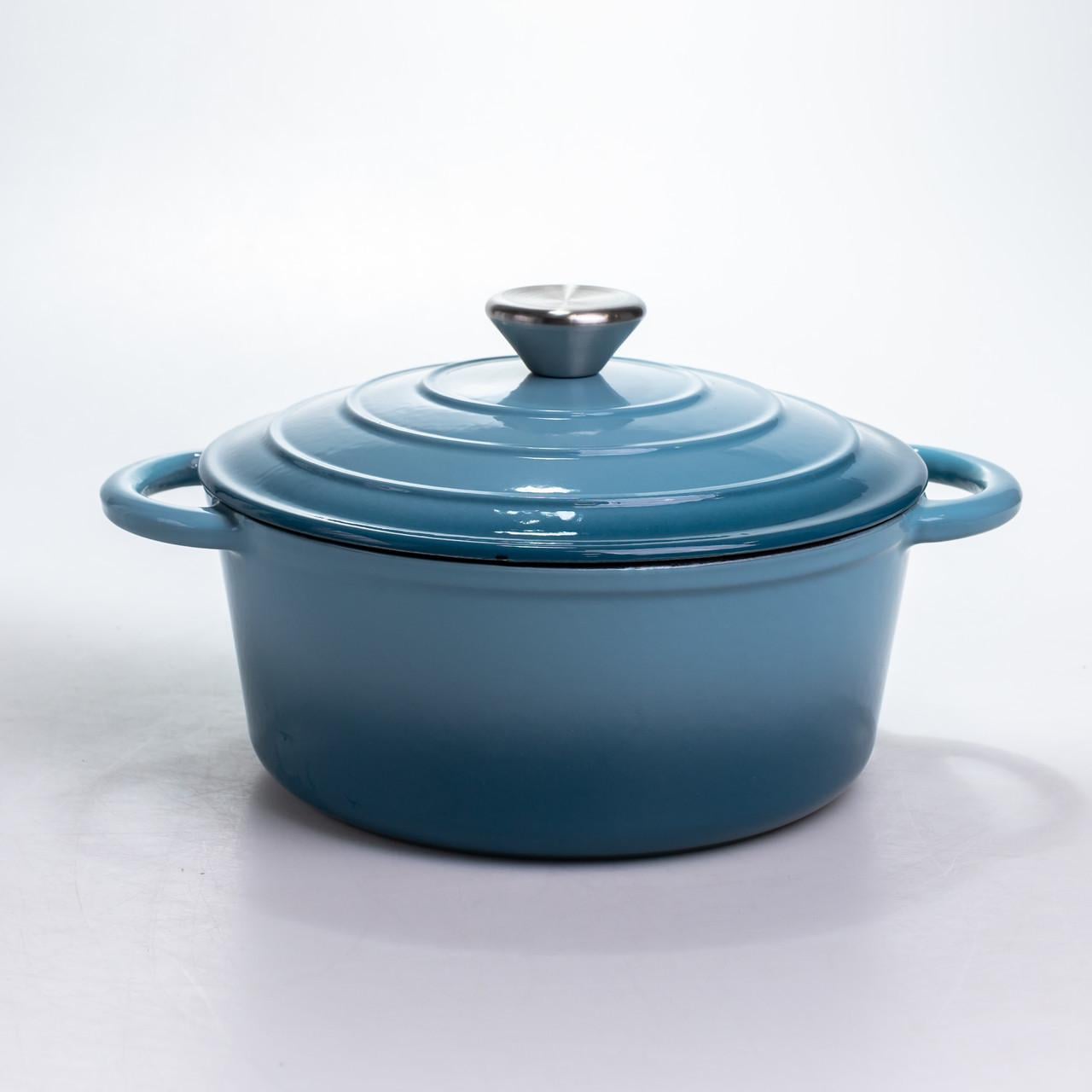 Каструля чавунна HP-1-14-BLUE 2,5 л емальована з кришкою