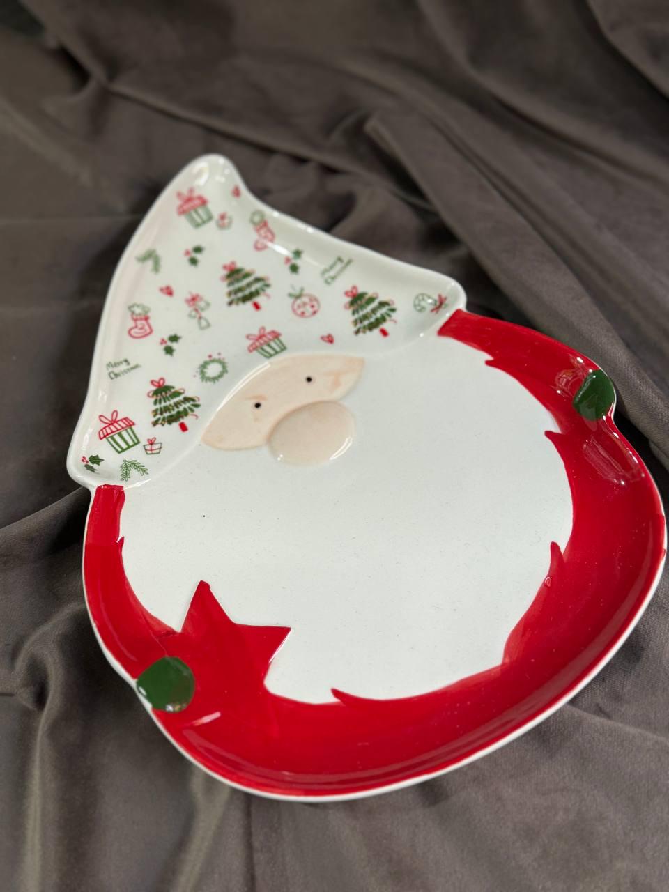 Тарілка сервірувальна новорічна YIWU Merry Christmas порцелянова 27х21 см (CR-1-14)