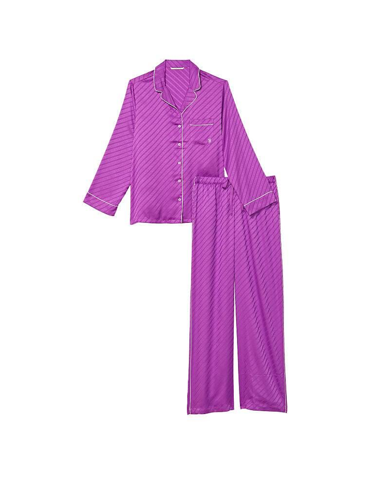 Піжама жіноча Victoria's Secret Satin Long Pajama Set сатинова M Фіолетовий (15190571) - фото 3