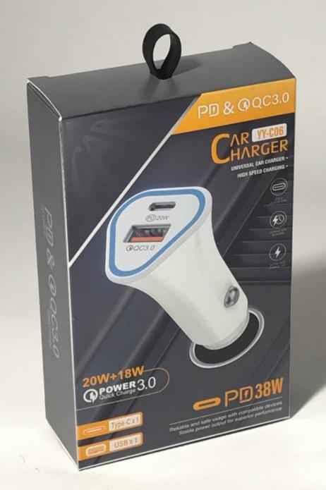 Зарядное устройство для авто YY-C06 1USB 1Type-C (1713953147)