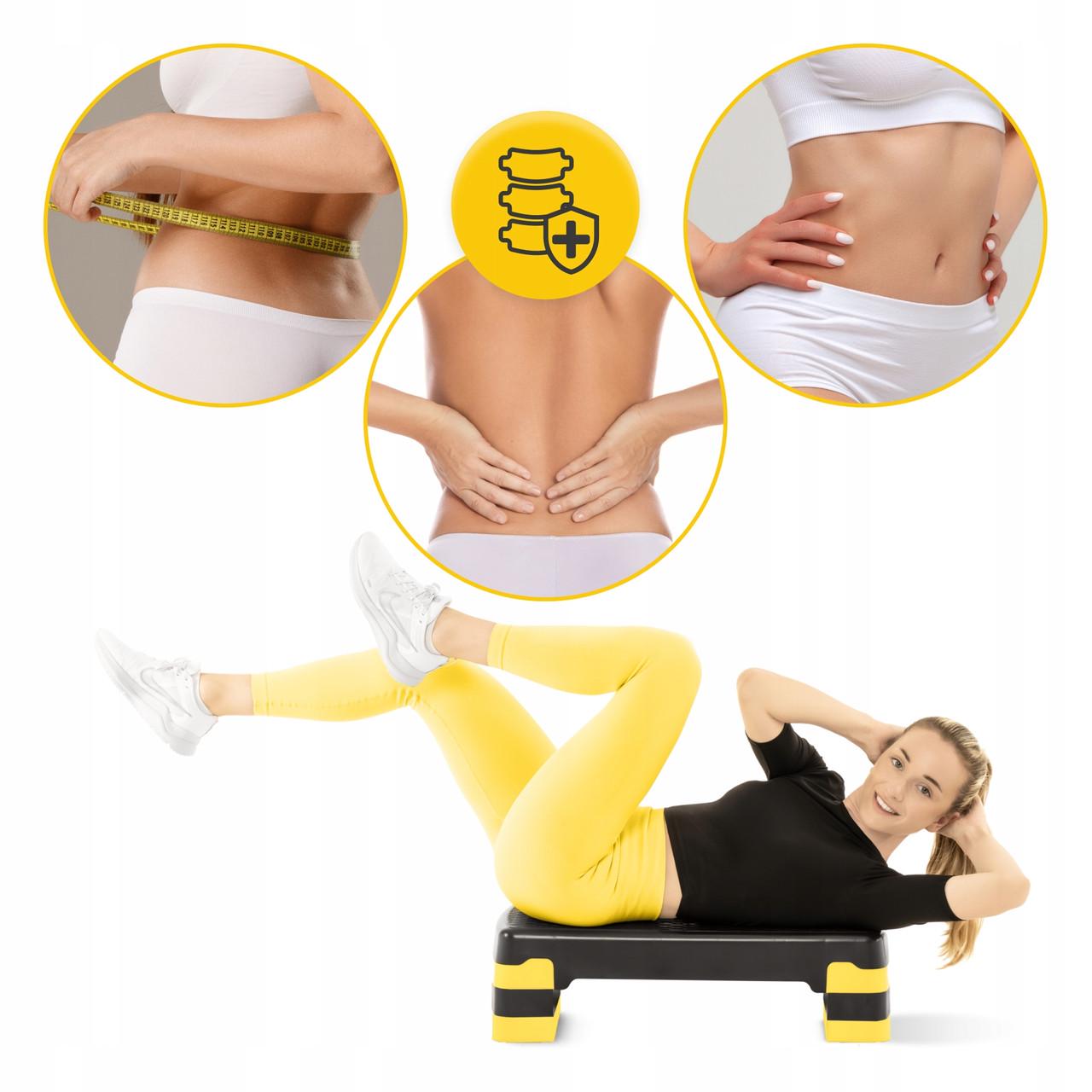 Степ-платформа 3-ступенчатая 4fizjo 69х28х10-15-20 см Black/Yellow (P-5907739311436) - фото 8