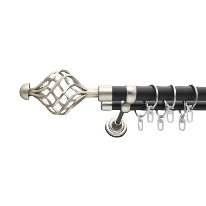 Карниз для штор Orvit Арезо двухрядный 25/19 мм 240 см Черный/Сатин (000-7417)