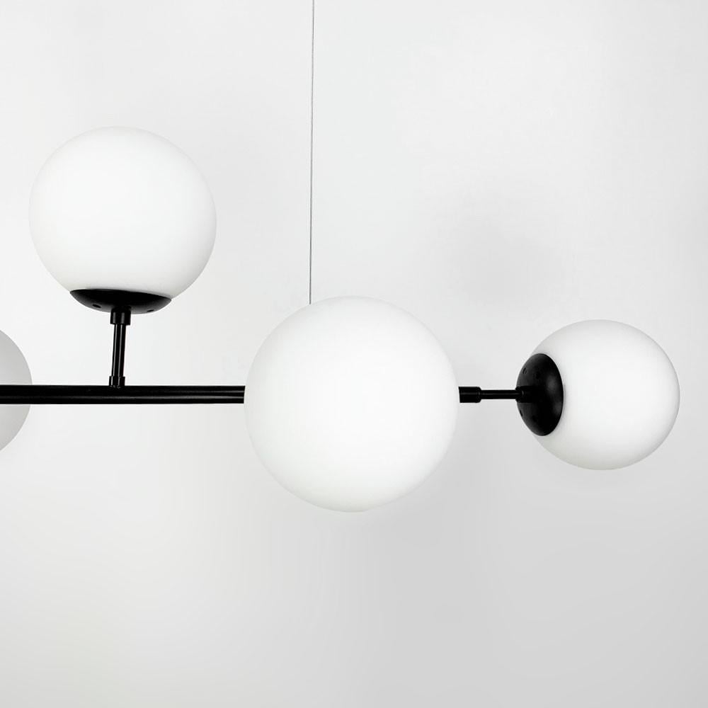 Люстра видовжена на 6 плафонів кріплення в двух точках тип A Чорний (SGJ 7/6A BK+BK) - фото 7