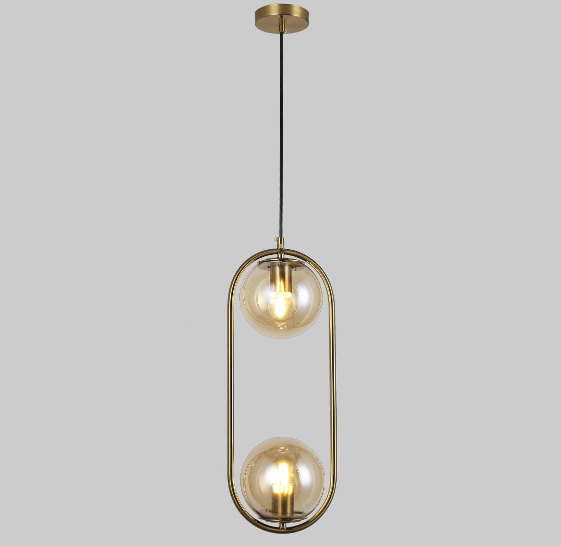 Светильник подвесной с двумя шарами 15 см Бронзовый (916-38-2 BRZ+BR)