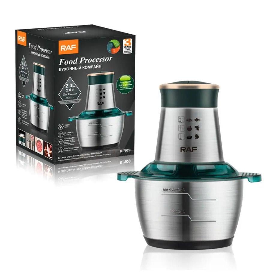 Подрібнювач RAF R7019 1000 Вт 2 л Срібний (21724489)
