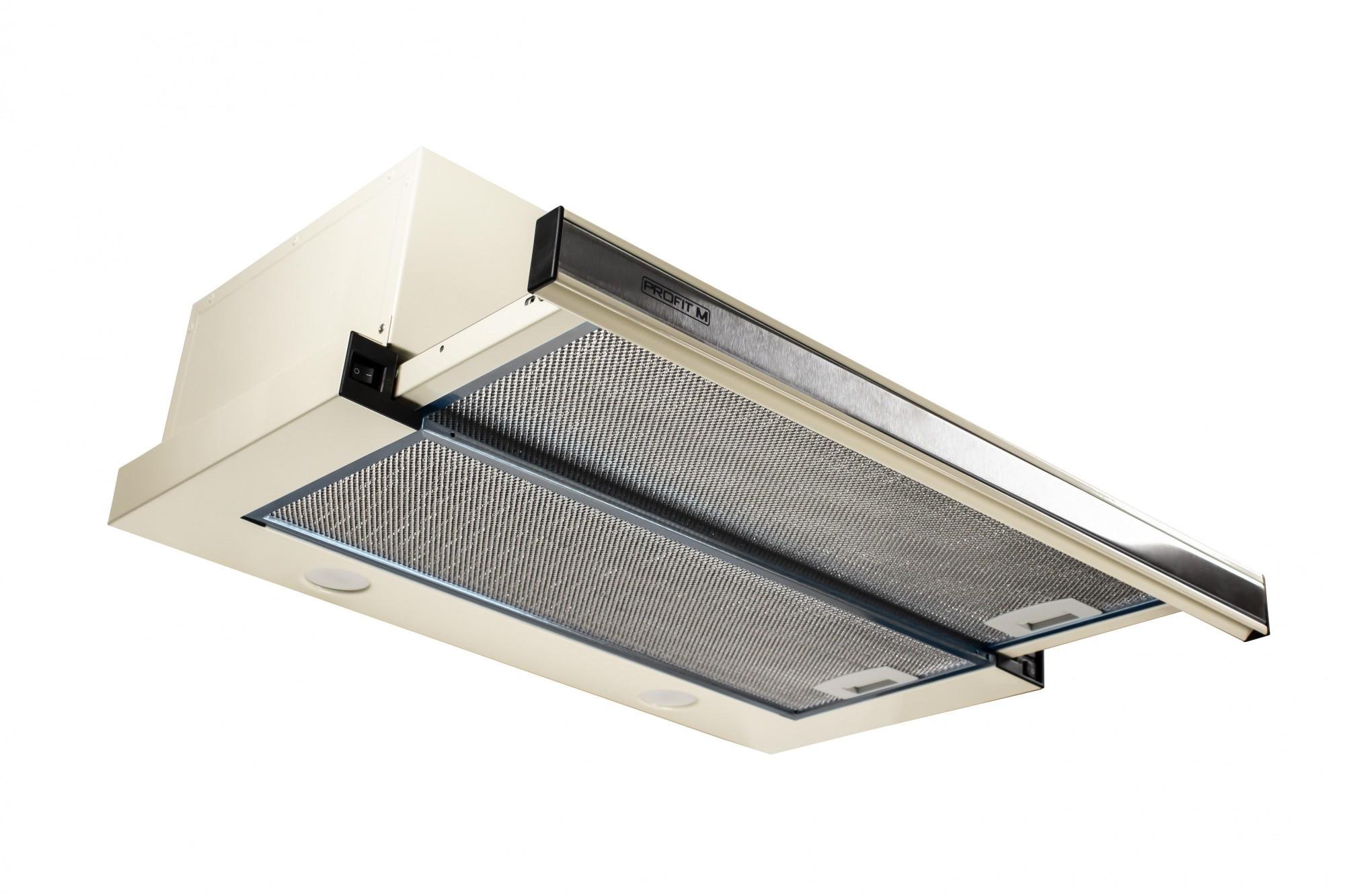 Вытяжка кухонная ProfitM Телескоп №1 60 см 840 м3 LED вставка нержавейка Слоновая Кость