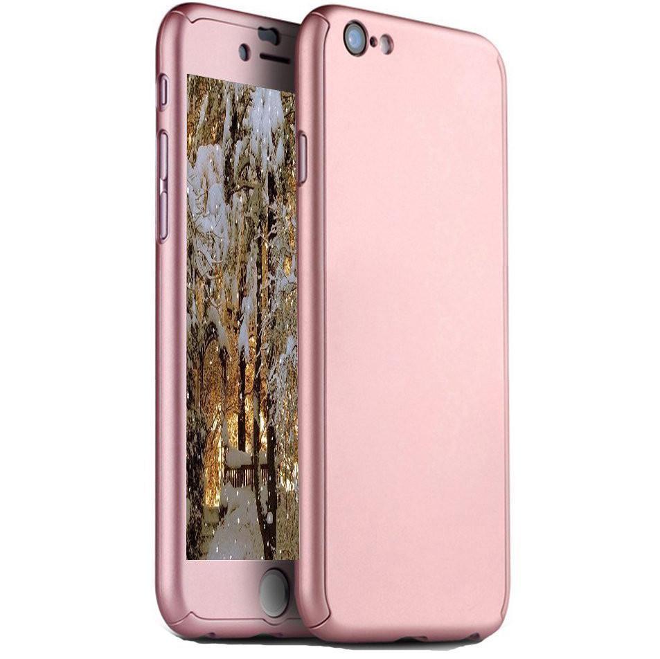 Чехол накладка Full Covered Case with Protective Glass for iPhone 6/6S, Rose Gold
