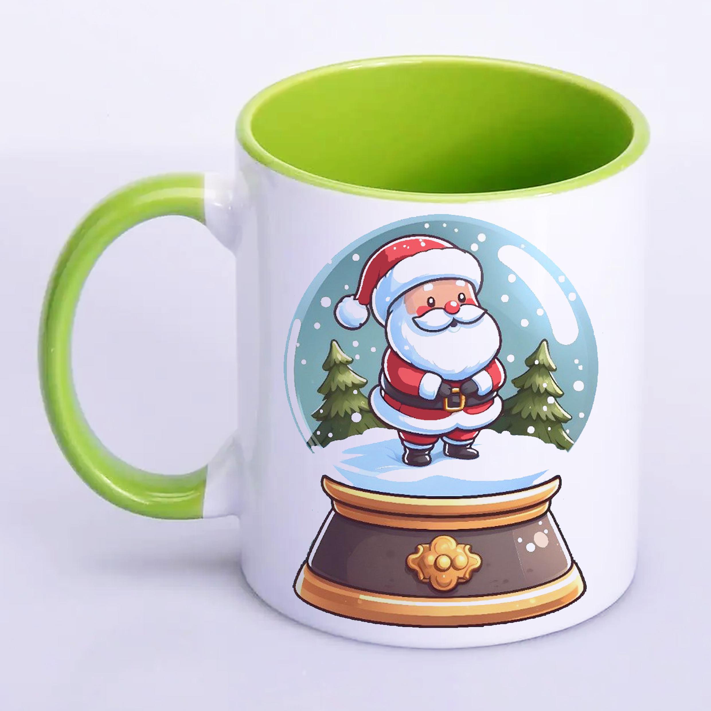 Чашка с печатью Санта-Клаус в шаре 330 мл Салатовый (21048)