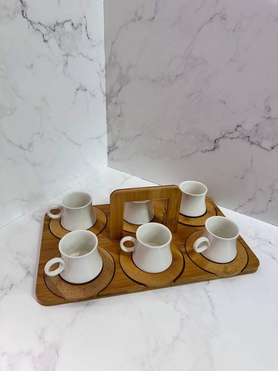 Набор чашек Lirmatur Bamboo керамика на бамбуковой подставке 110 мл 6 шт. (17511443)