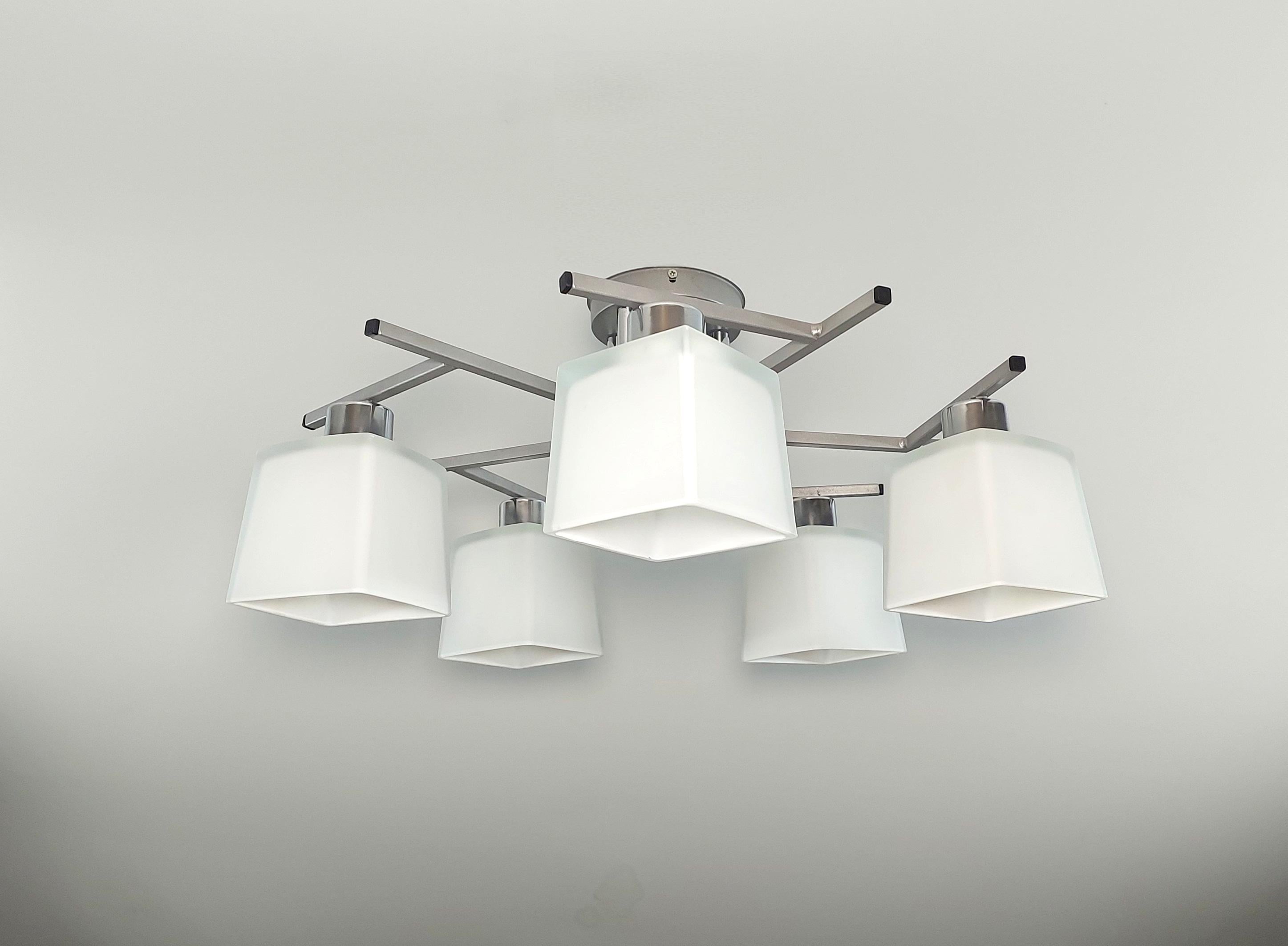 Люстра стельова Хай-тек 3280/5 на п'ять плафонів металева Сірий (22614091)