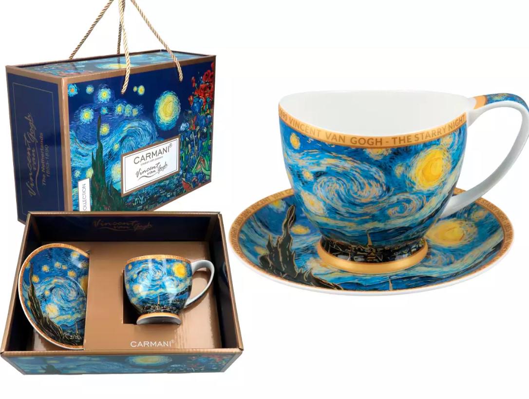 Чашка фарфоровая с блюдцем Carmani В. Ван Гог Звездная ночь 350 мл (830-1001) - фото 1 Чашка фарфоровая с блюдцем Carmani В. Ван Гог Звездная ночь 350 мл (830-1001) - фото 1