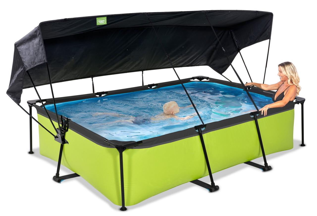 Бассейн каркасный с тентом Exit Toys для детей 300х200х65 см Лайм