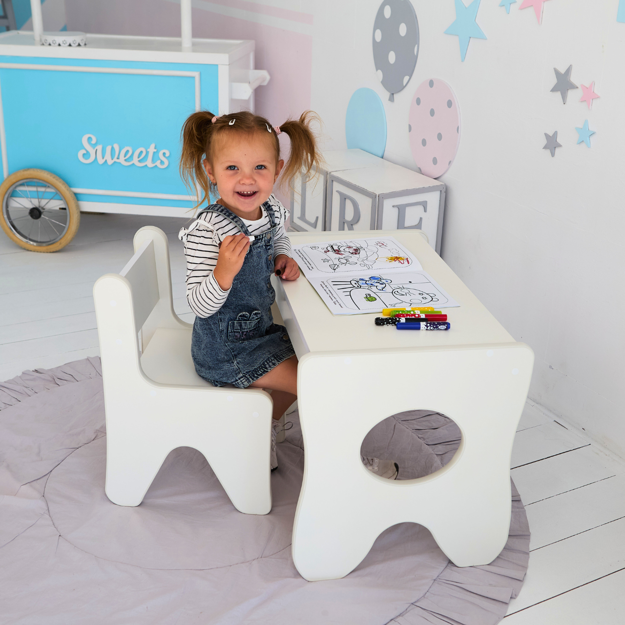 Стільчик для дитячої кімнати 55х37х33 см Білий - фото 10 Стільчик для дитячої кімнати 55х37х33 см Білий - фото 10