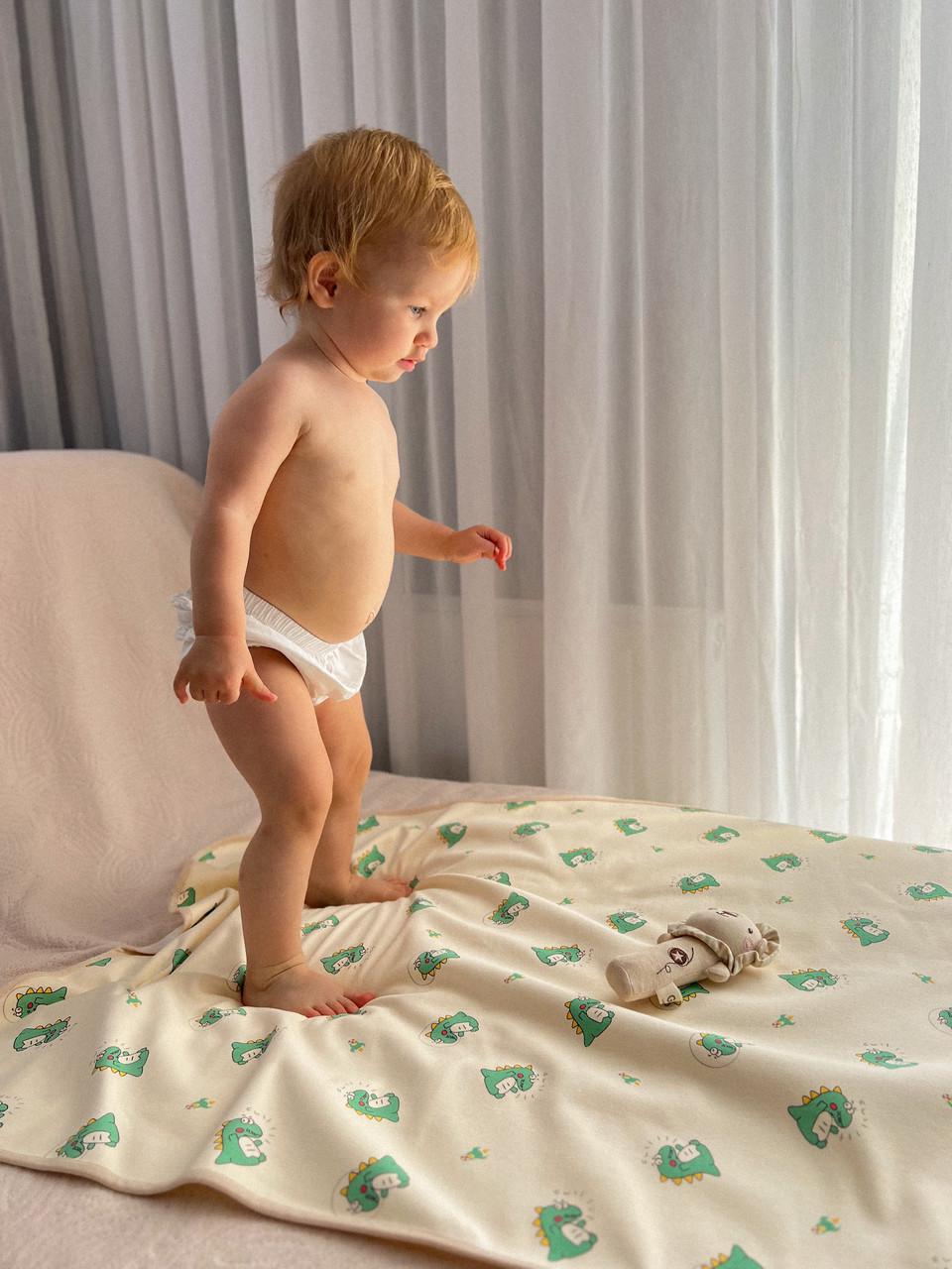 Пелюшка дитяча непромокальна органічна бавовна Динозаври 70x90 см (24246997) - фото 2 Пелюшка дитяча непромокальна органічна бавовна Динозаври 70x90 см (24246997) - фото 2