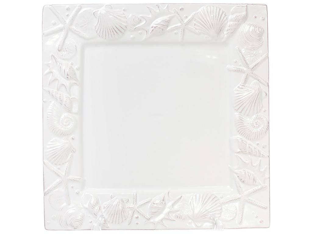 Блюдо керамическое квадратное Морские мотивы 26 см Белый (BDI-545-374)