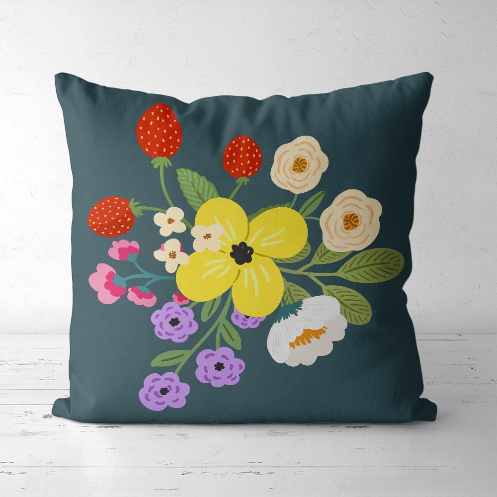 Подушка декоративная Presentville Soft Букет с земляникой и шиповником 45x45 см (45PST_23M019)