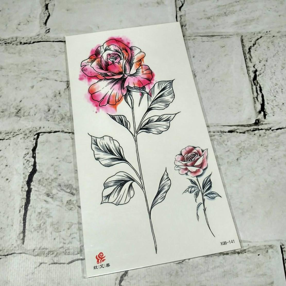 Тату временное Роза лист 11,5x21 см (XQB-141)