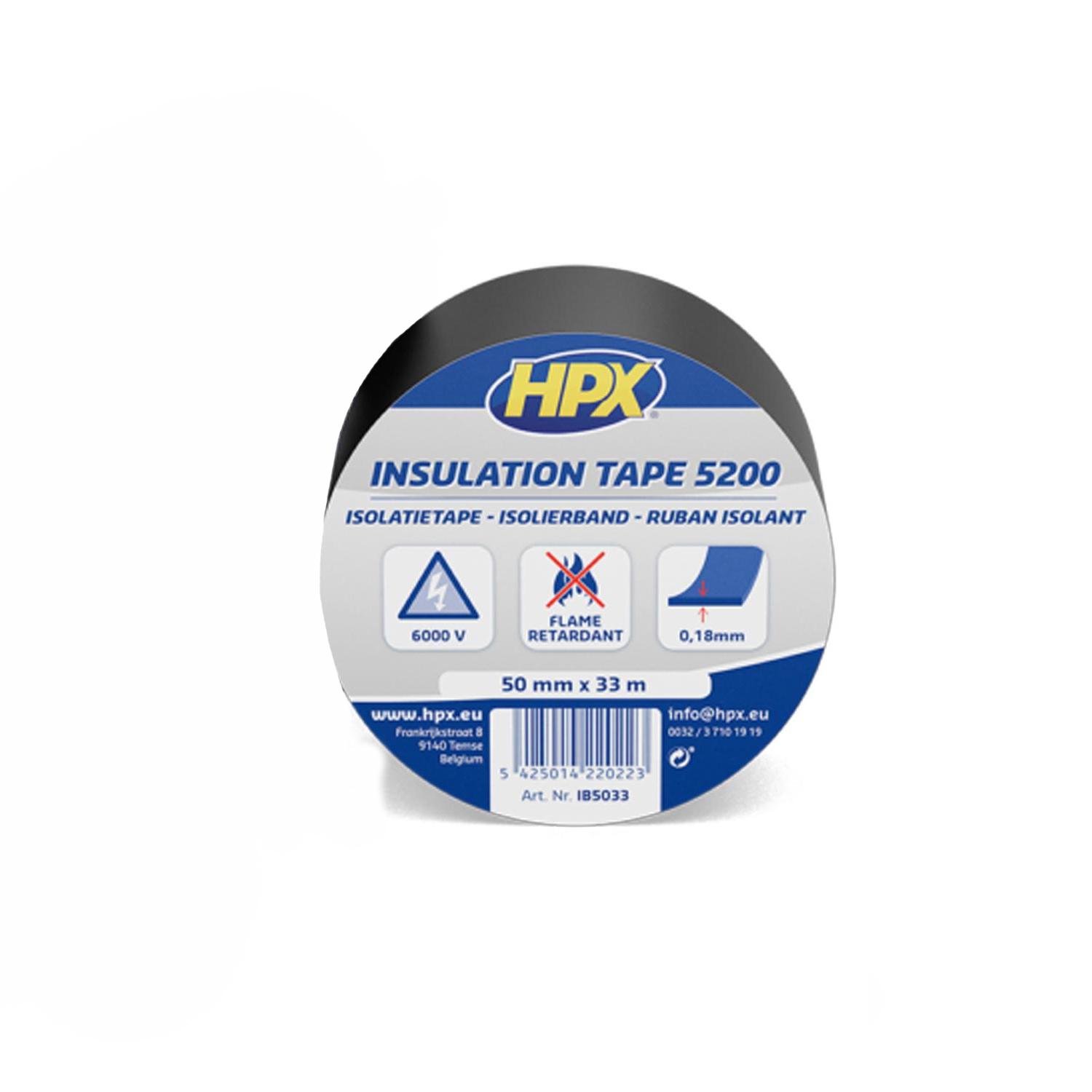 Стрічка ізоляційна HPX IB5033 50x0,1 мм 33 м ПВХ/гума Чорний (INRUC0080020500100)