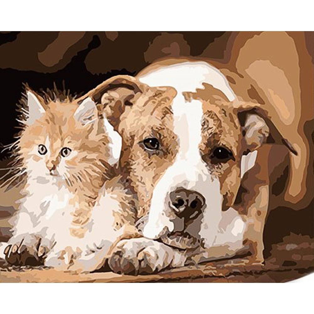 Картина по номерам Strateg Премиум Рыжие друзья с лаком и уровнем 30x40 см (Str-SS1030)