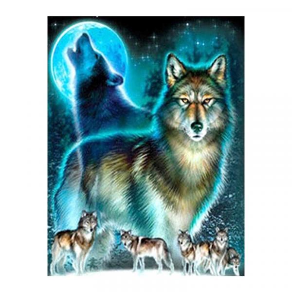Алмазна мозаїка TK Group Вовки в місячну ніч 40х30 см з рамкою в коробці (GB74701-mt)