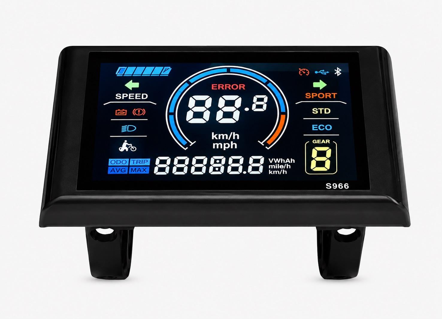 Дисплей для электровелосипеда/самоката S966 LCD 24V/36V/48V 5+2Pin UART2 NFC цветной (00-00030588)