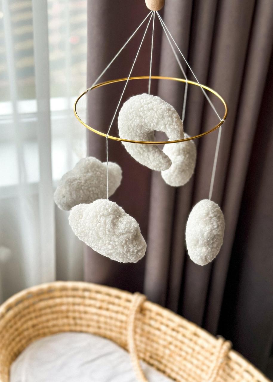 Мобиль детский WooolyWool ручная работа Облака букле (27861250)