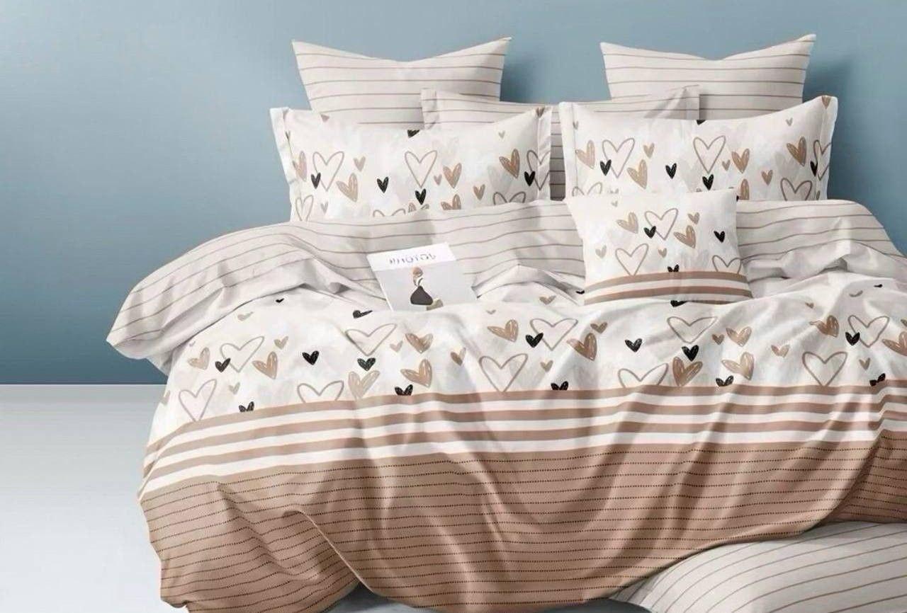 Комплект постельного белья Сердечка бязь голд люкс евро Бежевый